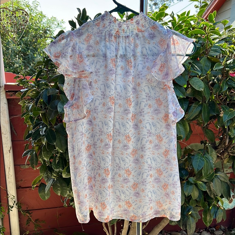 1. State White and Orange Flutter Sleeve Blouse